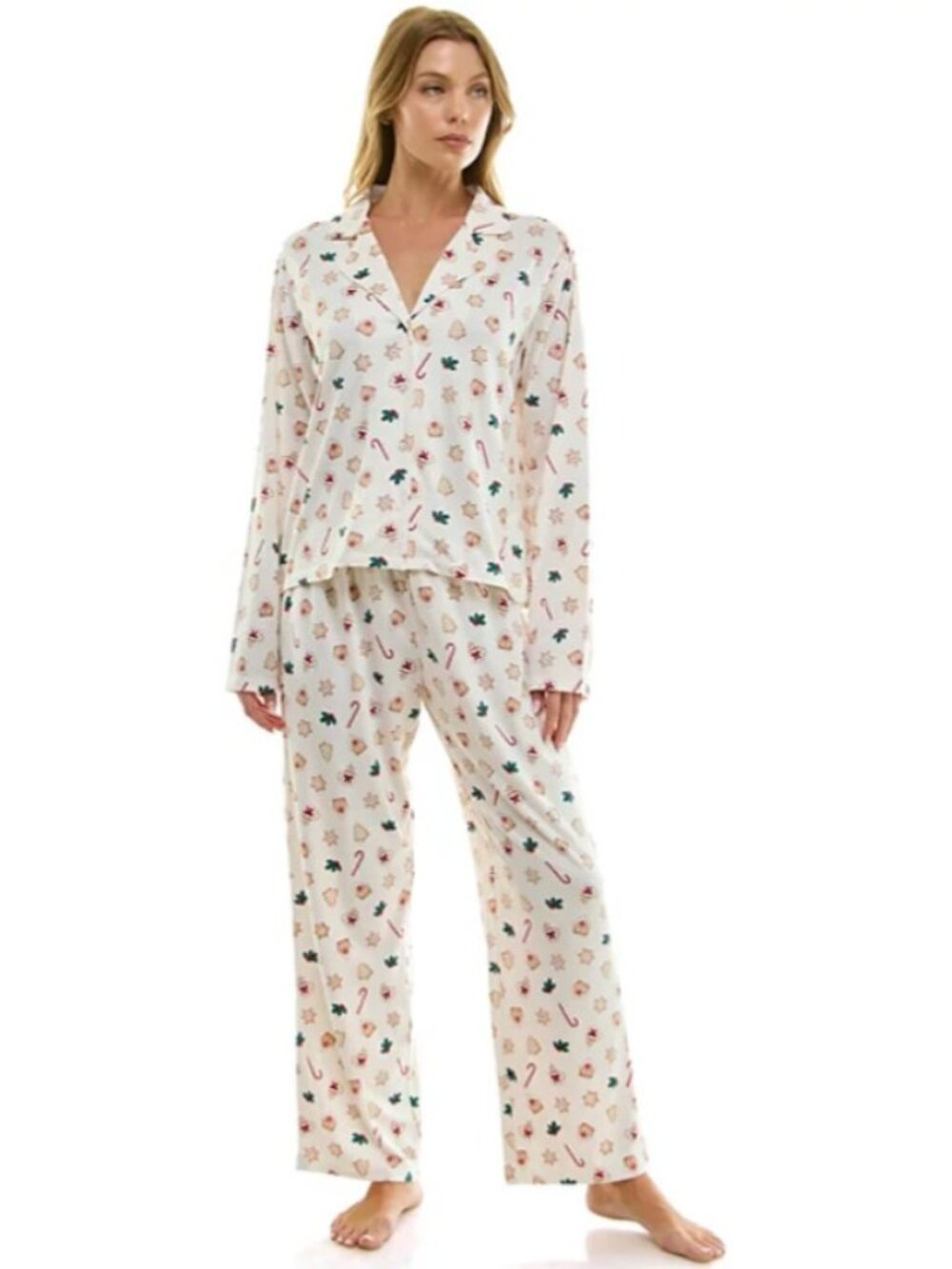 NWT Sincerely Jules Women Gingerbread 2 Pc Pajama Set Sea Salt